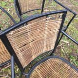 3 welded metal and rattan armchairs