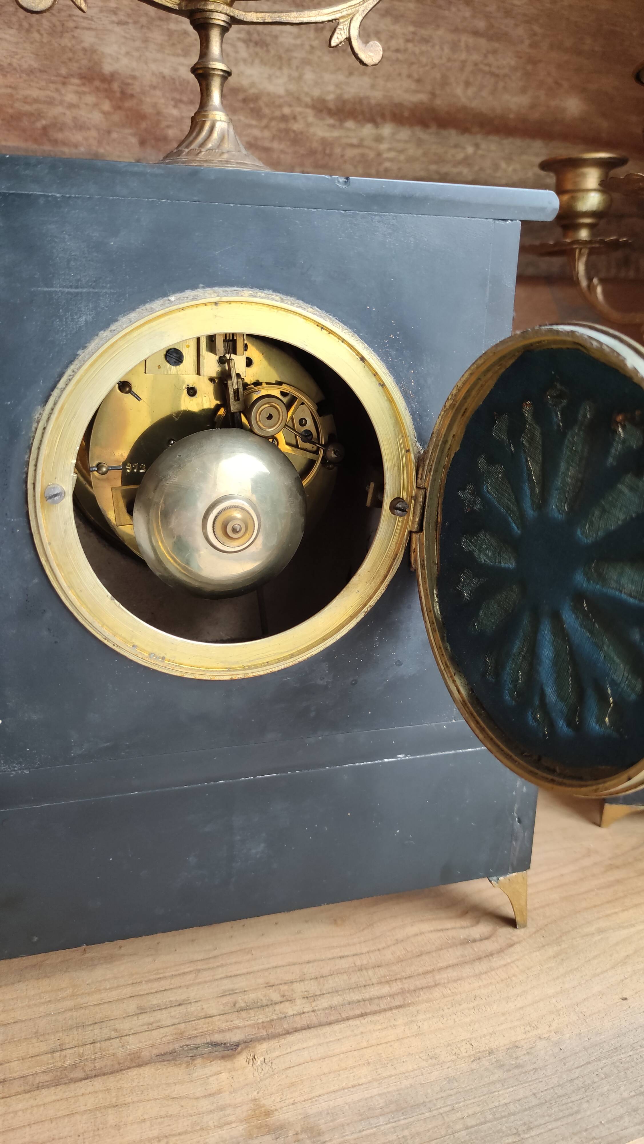 Old fireplace set period Napoleon III clock clock chandeliers