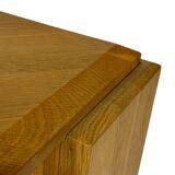 Table basse vintage en forme de larme wabi sabi brutaliste en chêne massif