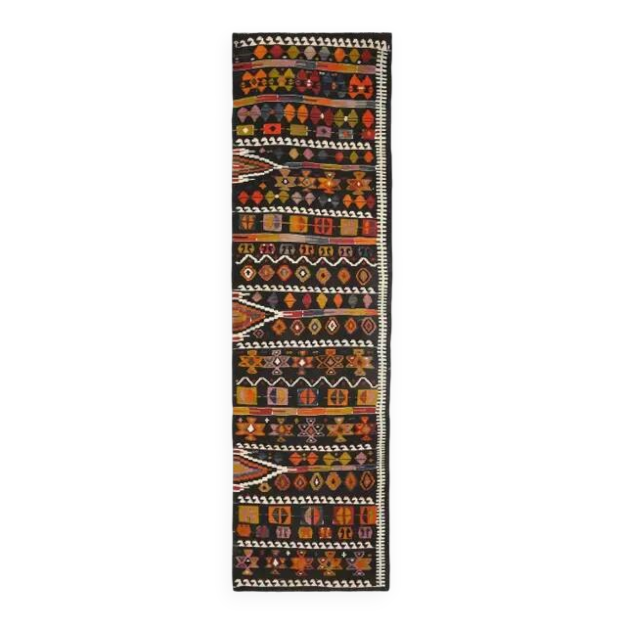 1970s Vintage Turkish Oushak Handmade Wool Cotton Brown Runner Rug 142x413