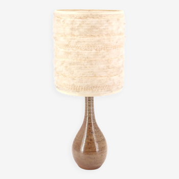 Sandstone ceramic lamp, wool lampshade, 1960s
