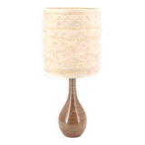 Sandstone ceramic lamp, wool lampshade, 1960s
