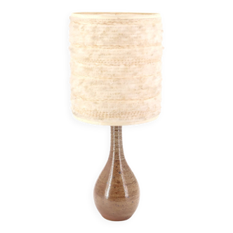 Sandstone ceramic lamp, wool lampshade, 1960s