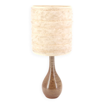 Lampe en céramique grès, abat jour laine, années 60