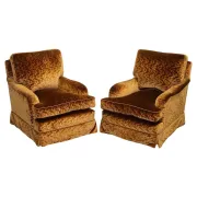 Connaught Vintage Velvet Armchairs by Dudgeon London, Set of 2