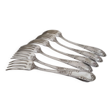6 silver metal forks