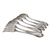 6 silver metal forks