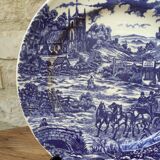 Ancienne assiette scène champêtre de couleur bleue