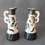 Pair of vases with handles made in Belgium 1950/1960.