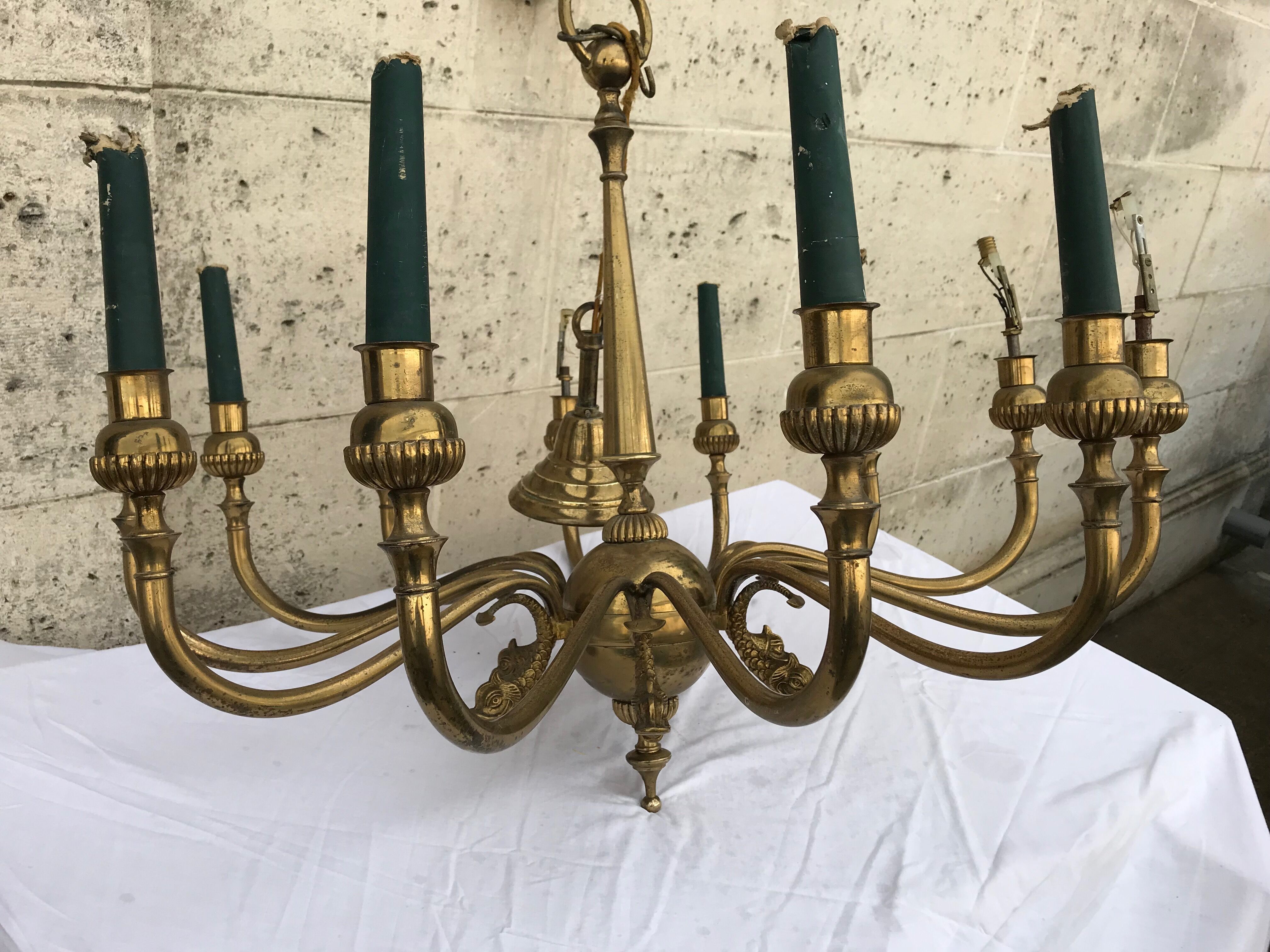 12 spoke solid bronze chandelier