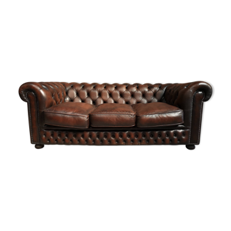 Chesterfield leather brown cigar sofa