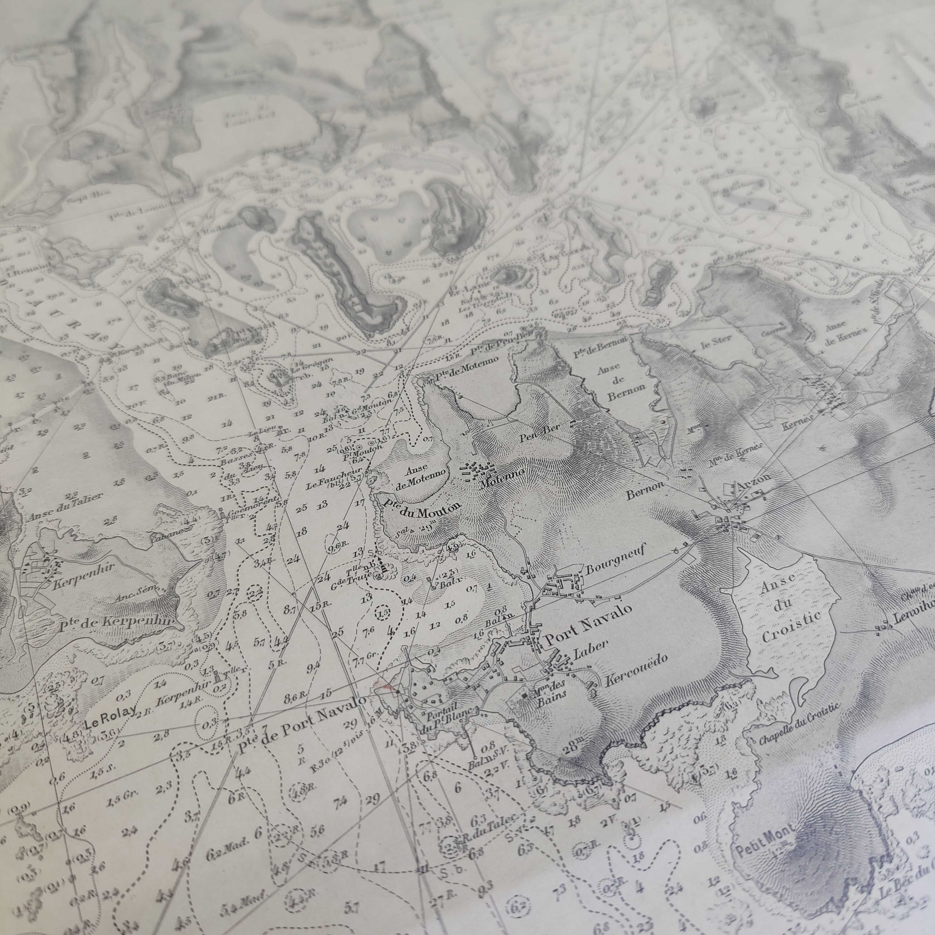 Old map Gulf of Morbihan Brittany 107 by 77cm