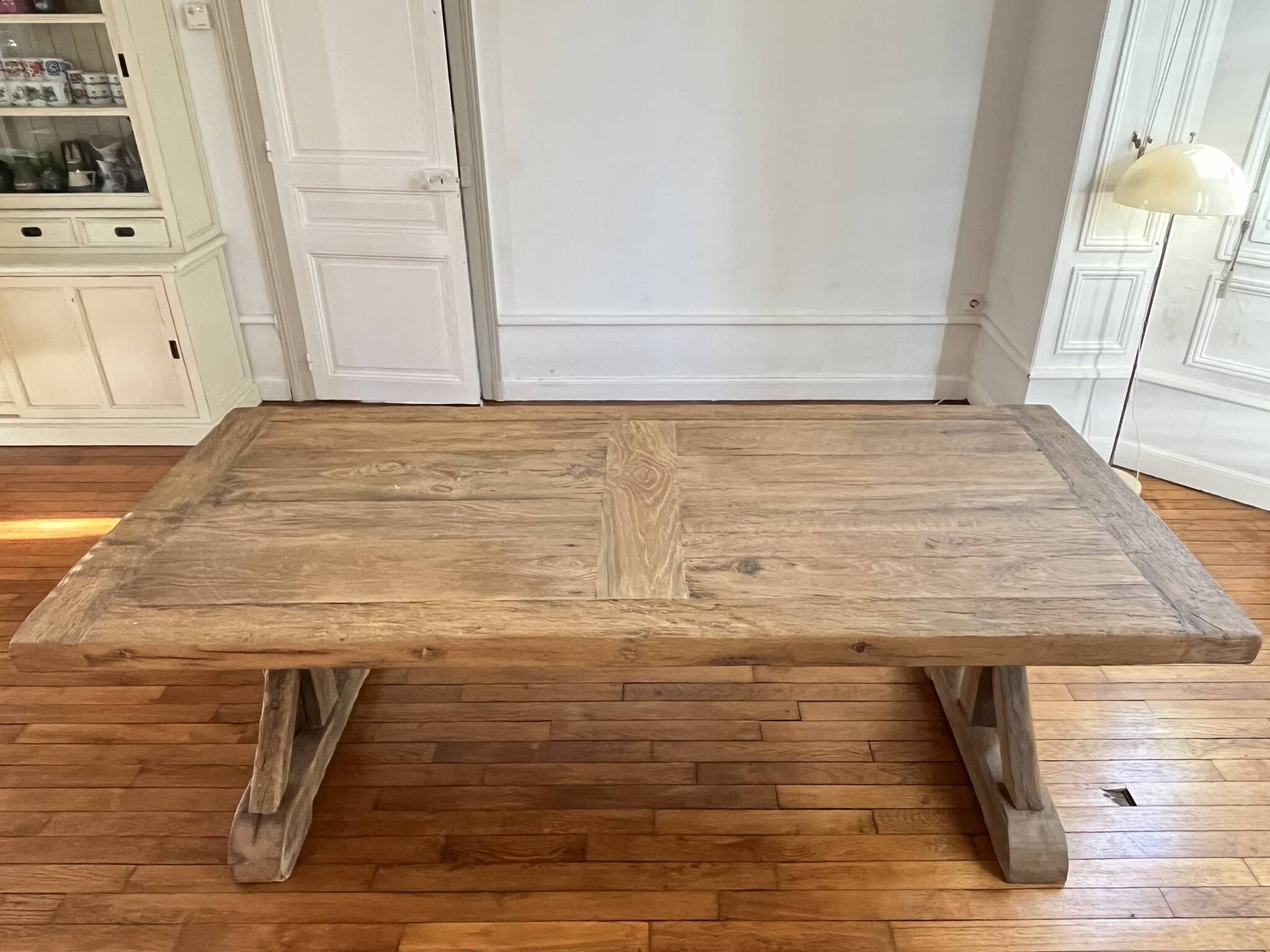 Antique solid oak farmhouse table with star legs - length 200 cm