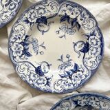 Three Flora ironstone soup plates, Creil and Montereau, late 19th century