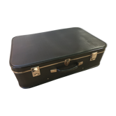 Ancienne valise noire avec renforts & anse bakélite vintage