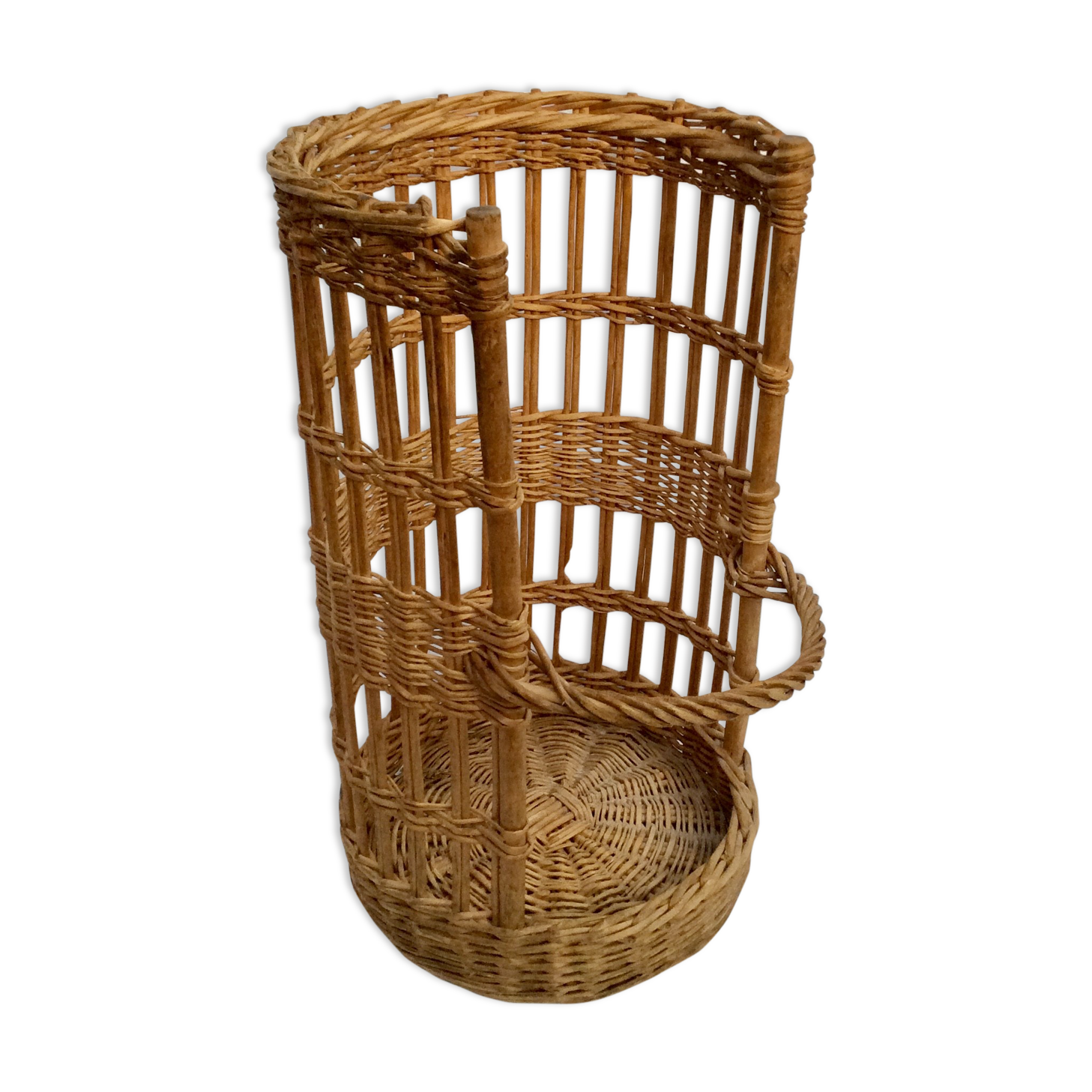 Old baker's basket with size portage handle: height -80cm- diameter -47cm-