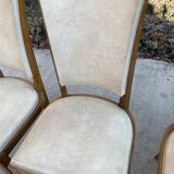 6 Italian Scandinavian style dining chairs from the 1950s in wood and leather.