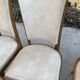 6 Italian Scandinavian style dining chairs from the 1950s in wood and leather.
