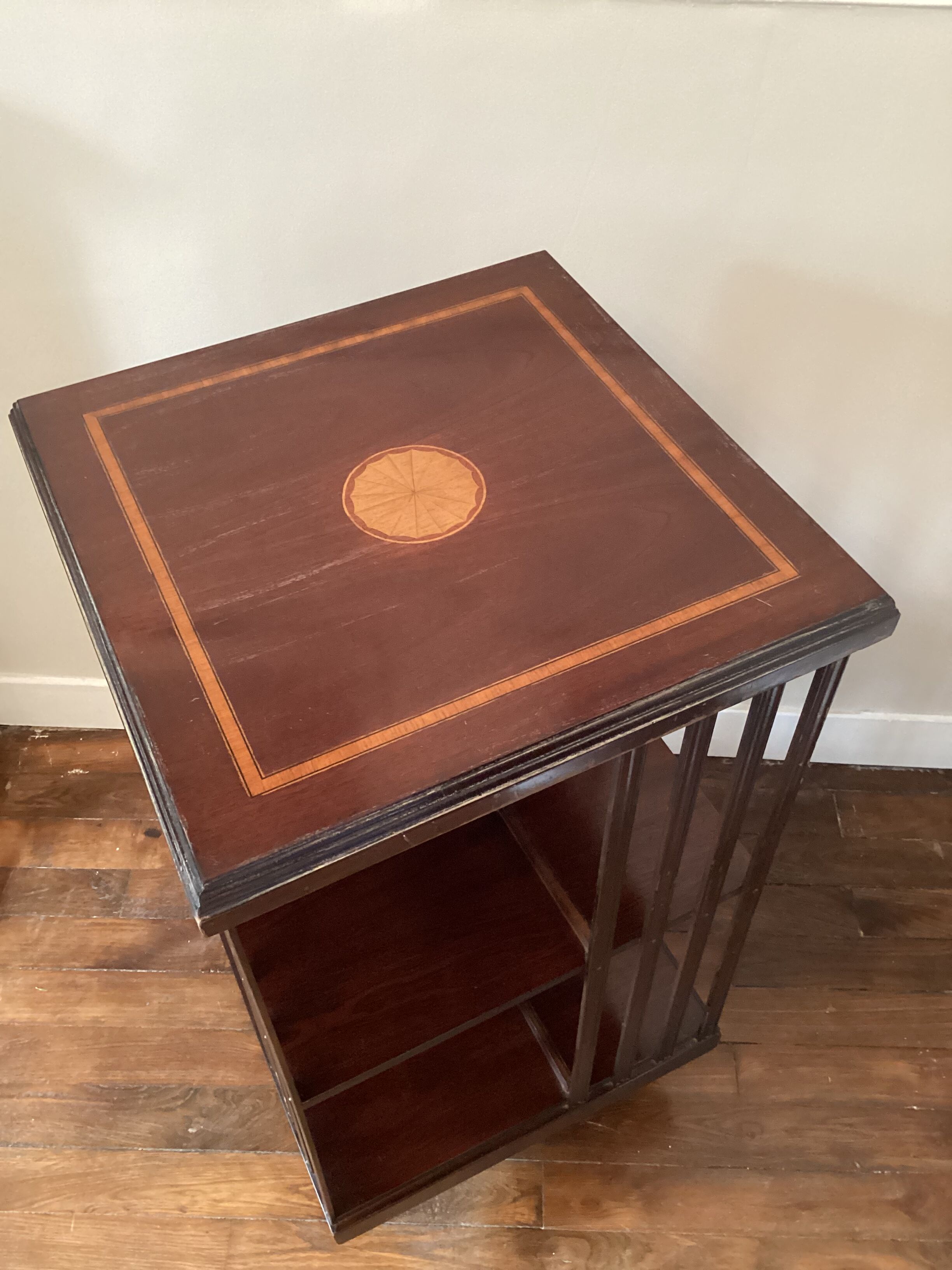 Rotating bookcase, vintage English