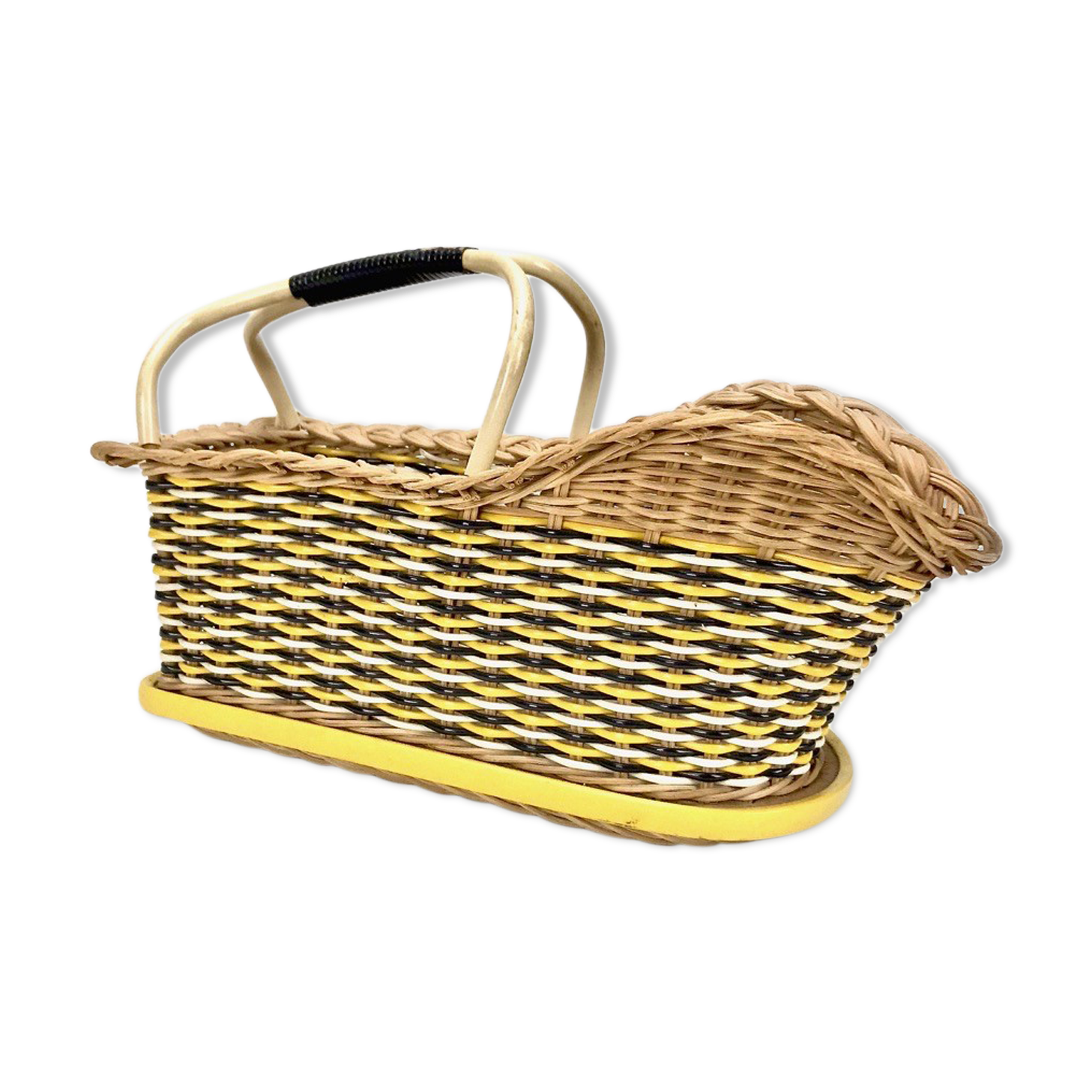 Porte-bouteille en osier tressé et scoubidou