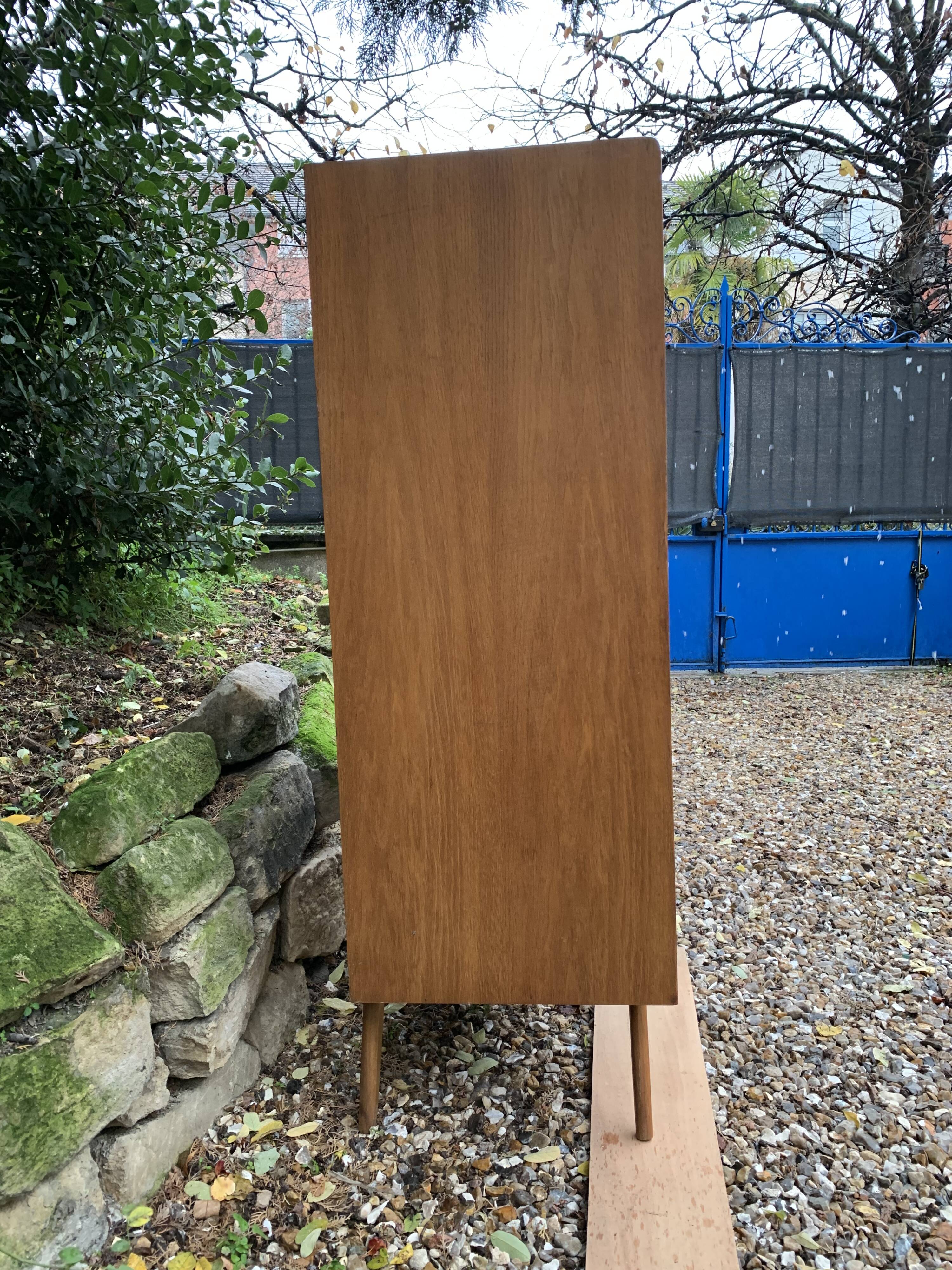 Vintage rattan chiffonier with compass feet 1950