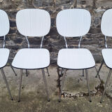 Round table and white formica chairs, vintage, 70s