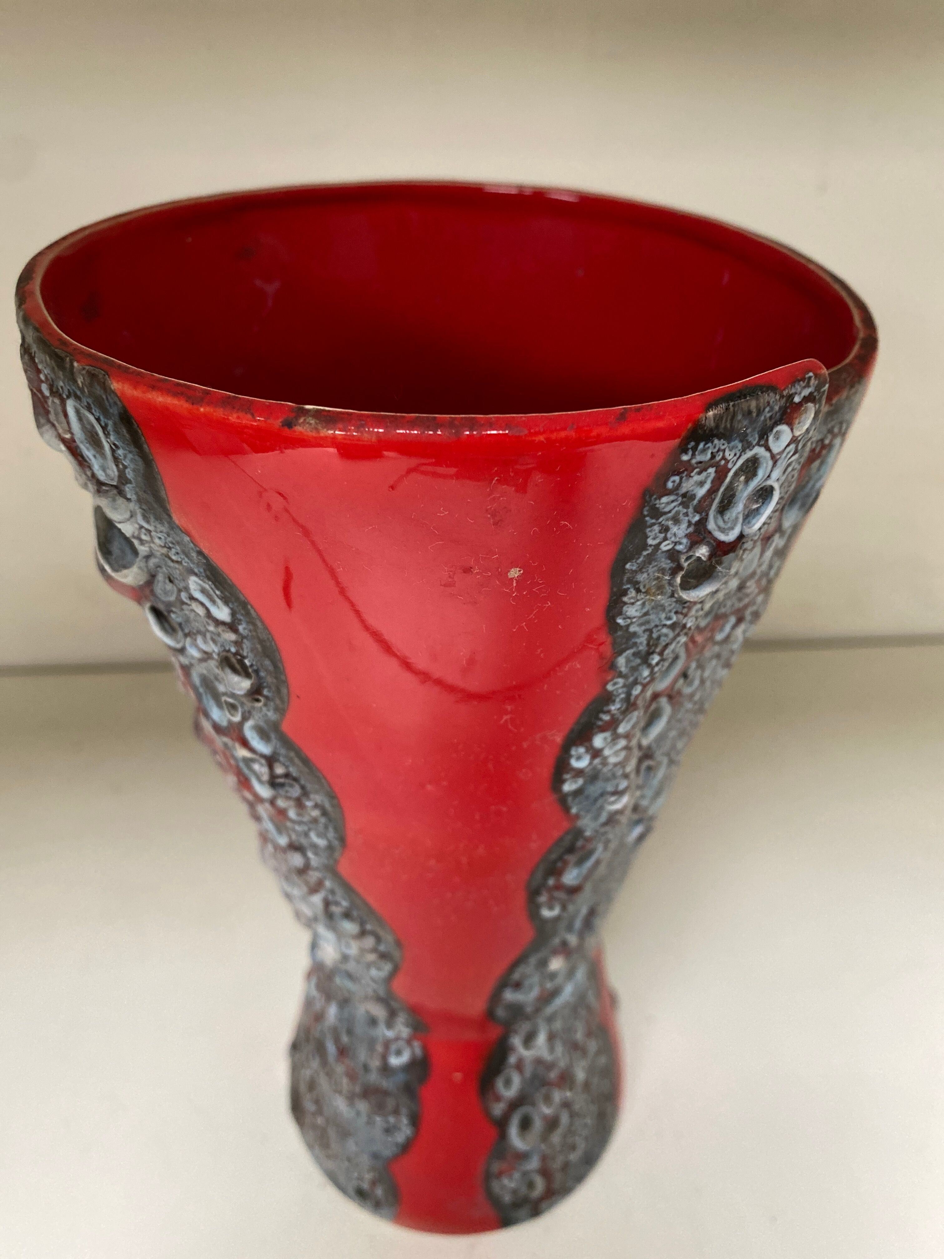 Red vintage ceramic vase
