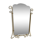 Vintage faceted mirror in aluminum frame 67x54cm