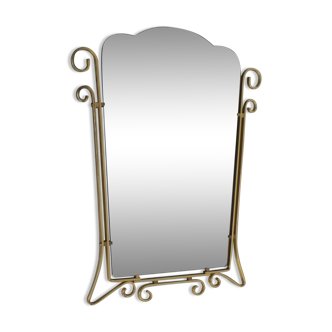 Vintage faceted mirror in aluminum frame 67x54cm