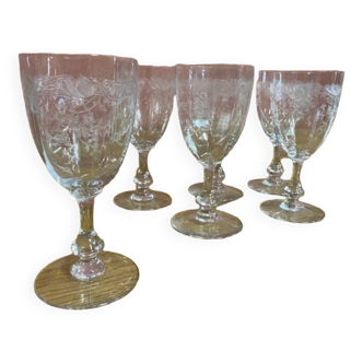 Set of 6 St Louis crystal red wine glasses, Cléo model
