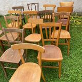 Lot of 16 mismatched bistro chairs