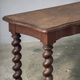 Console in carved solid oak with twisted turned legs, 1890