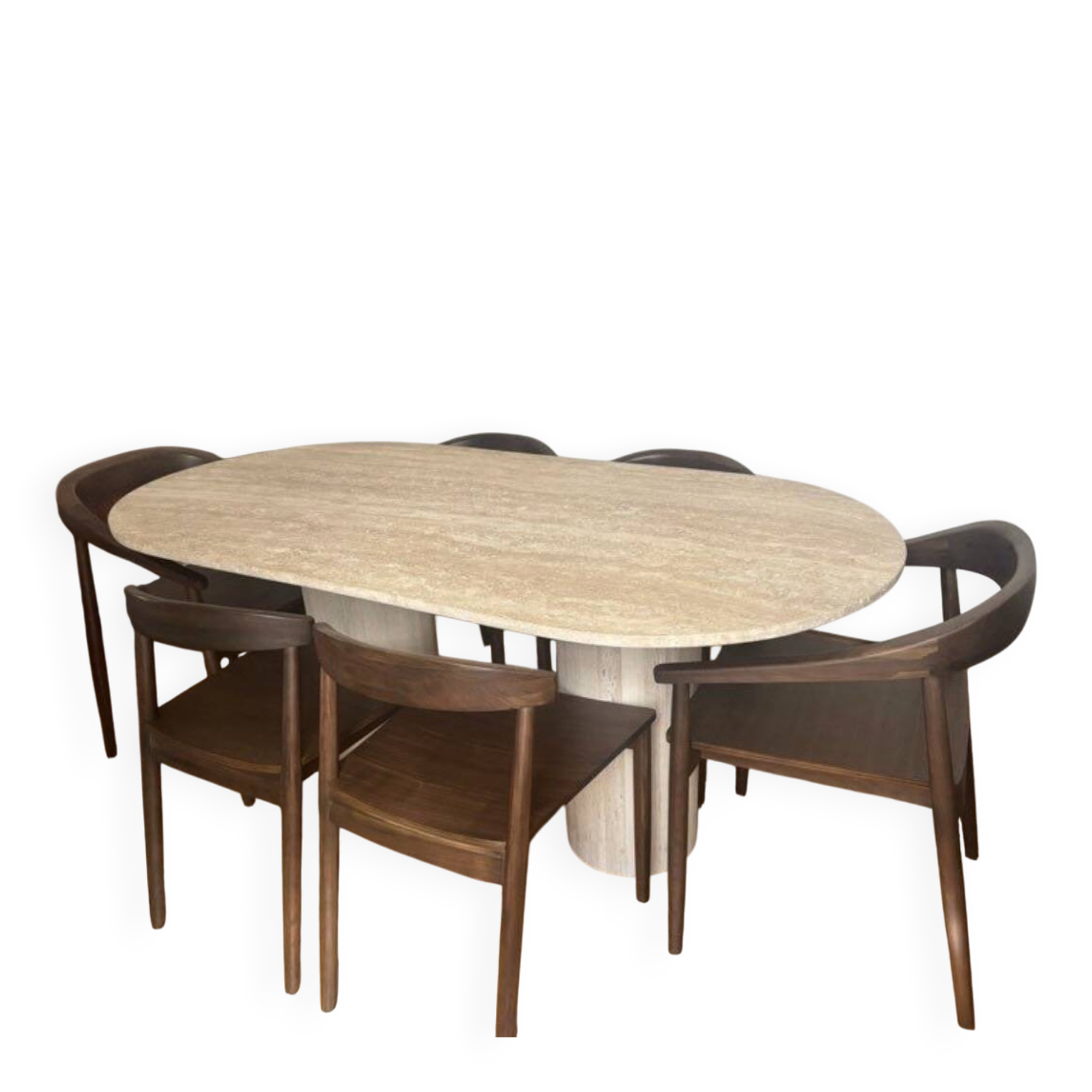 Vends table Beige Avenue travertin avec ou sans  2 fauteuils et 4 chaises
