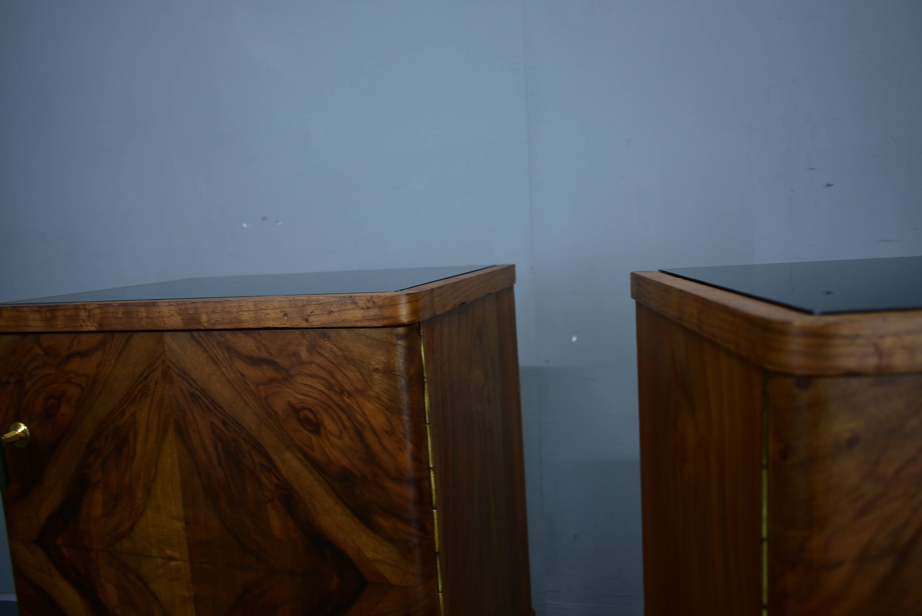 1932s pair of art deco bedside tables, Czechoslovakia