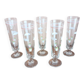 Lot de 5 coupes à champagne fleuries