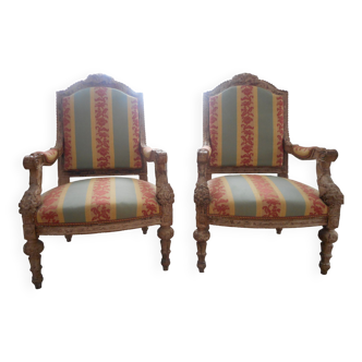 Deux fauteuils d'apparat italiens vers 1880