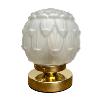 Vintage art deco globe table lamp in frosted glass
