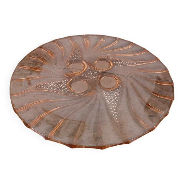 Plateau en verre rose années 50 — Beyit