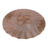 Plateau en verre rose années 50