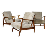 Scandinavian Mid-Century Teak Lounge Chairs, Set of 3, 1960s