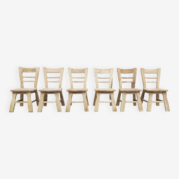 Brutalist oak chairs (set of 6)