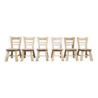 Brutalist oak chairs (set of 6)