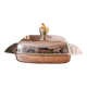 Silver metal butter dish, hazelnut handle