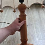 Umbrella lamp from the 70s in wood and fabric