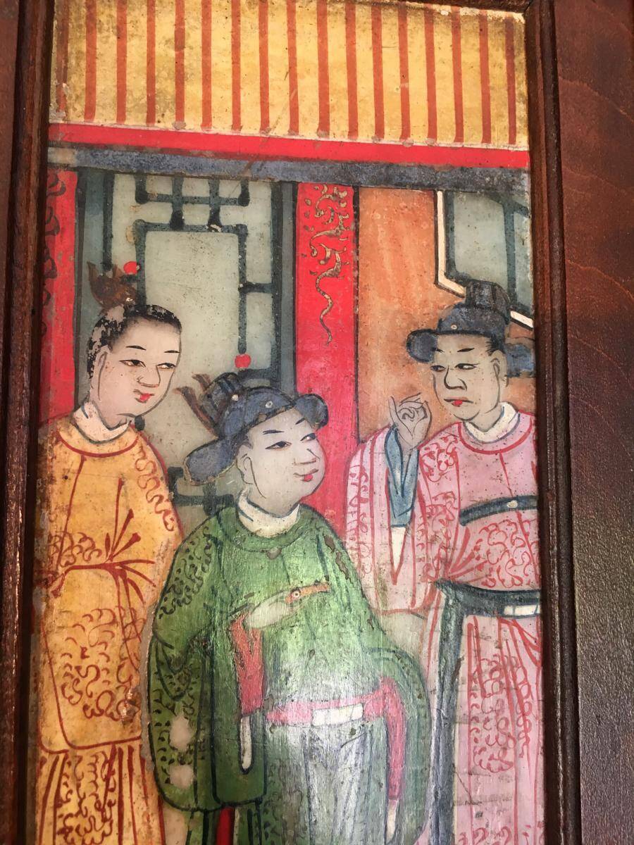Chinese screen genre scene on alabaster
