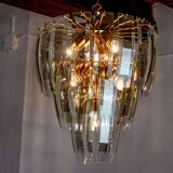 Black Veca chandelier 3 levels, Murano glass, Italy, 1970