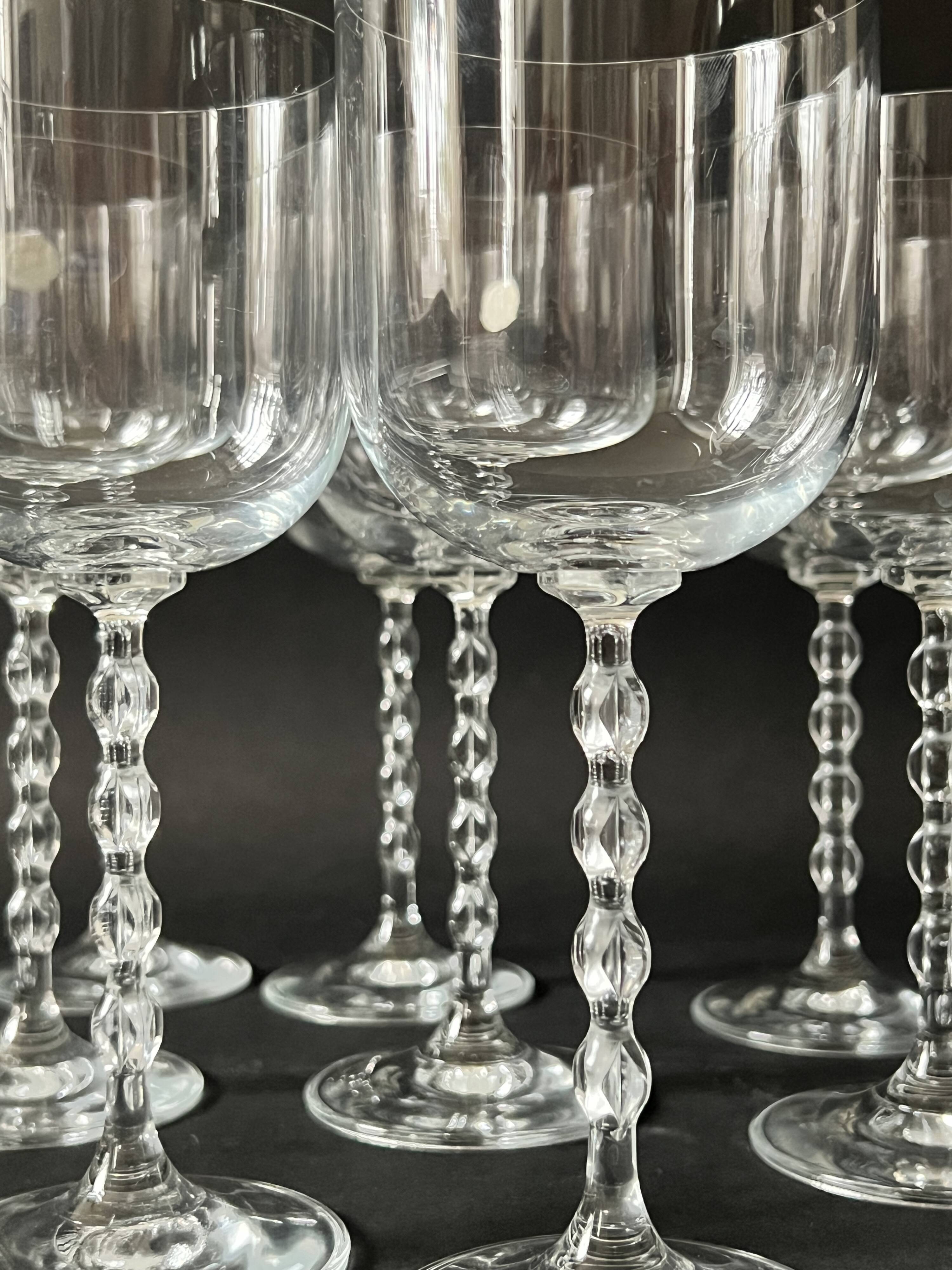 set of 8 genuine crystal wine glasses with Venetian beads