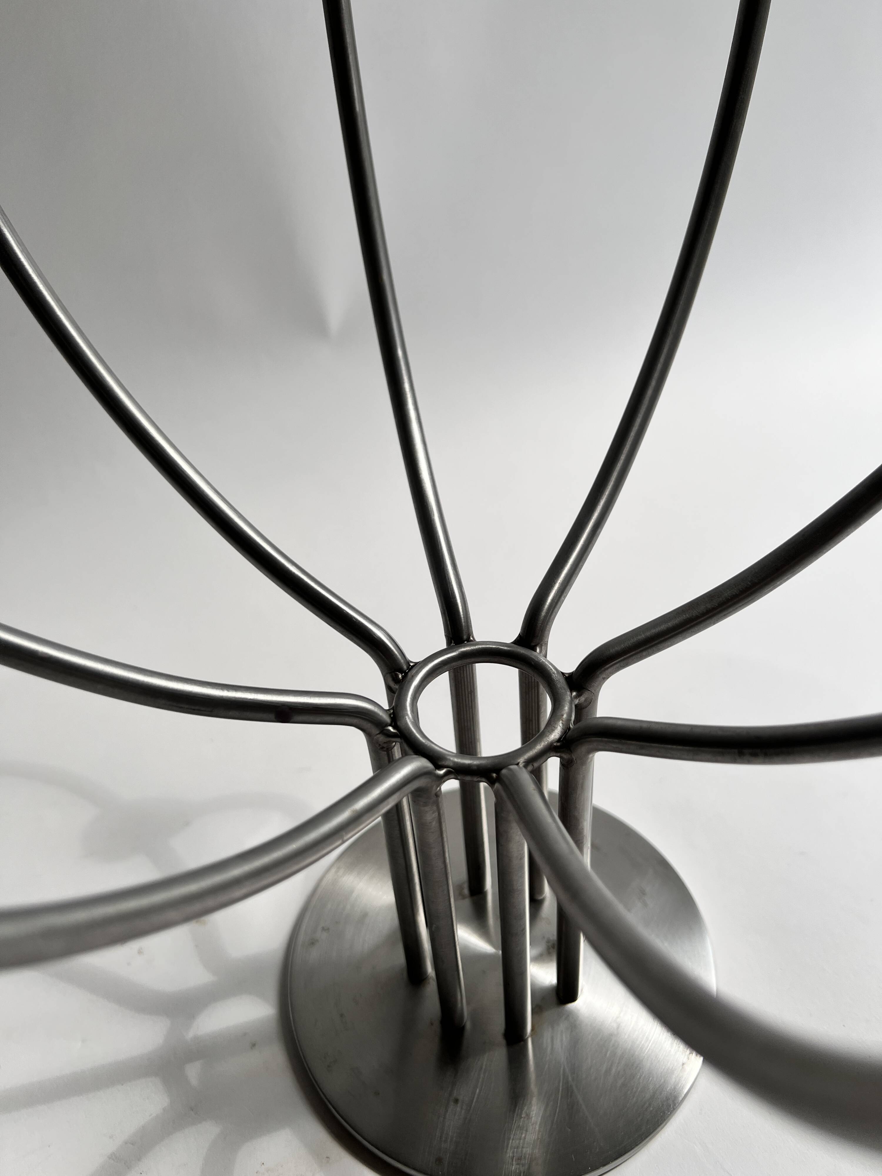 Large brushed metal candlestick with 8 candles, K. Hagberg design 1970