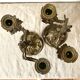 Pair of antique bronze candlesticks at the end of the table XIXth