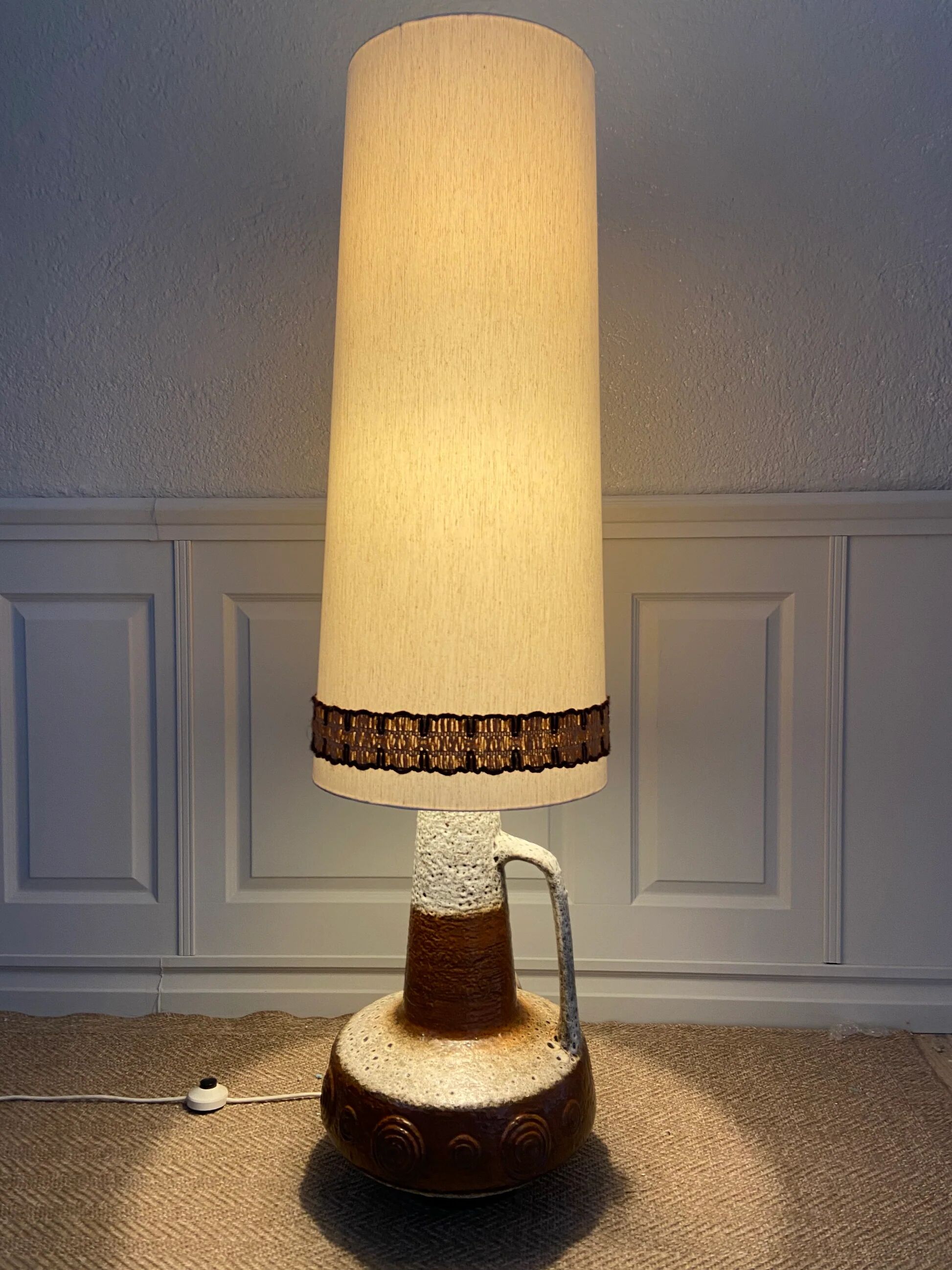 XL floor lamp by Hustadt Leuchten, studio ceramic, 1970s, mid-century, vintage, brutalist, fat lava